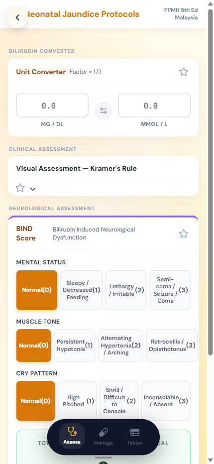 The neonatal jaundice module with BIND scoring